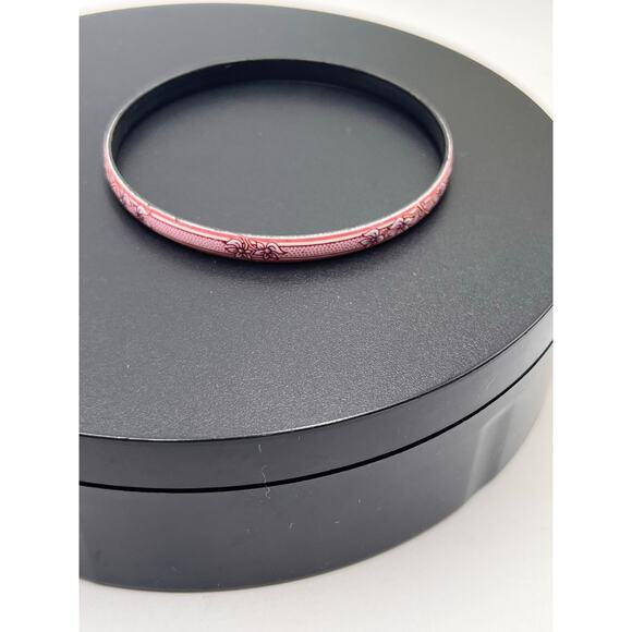 Michaela Frey Team Vintage Pink Mauve Flowers Austria Enameled Bangle Bracelet - Picture 3 of 7